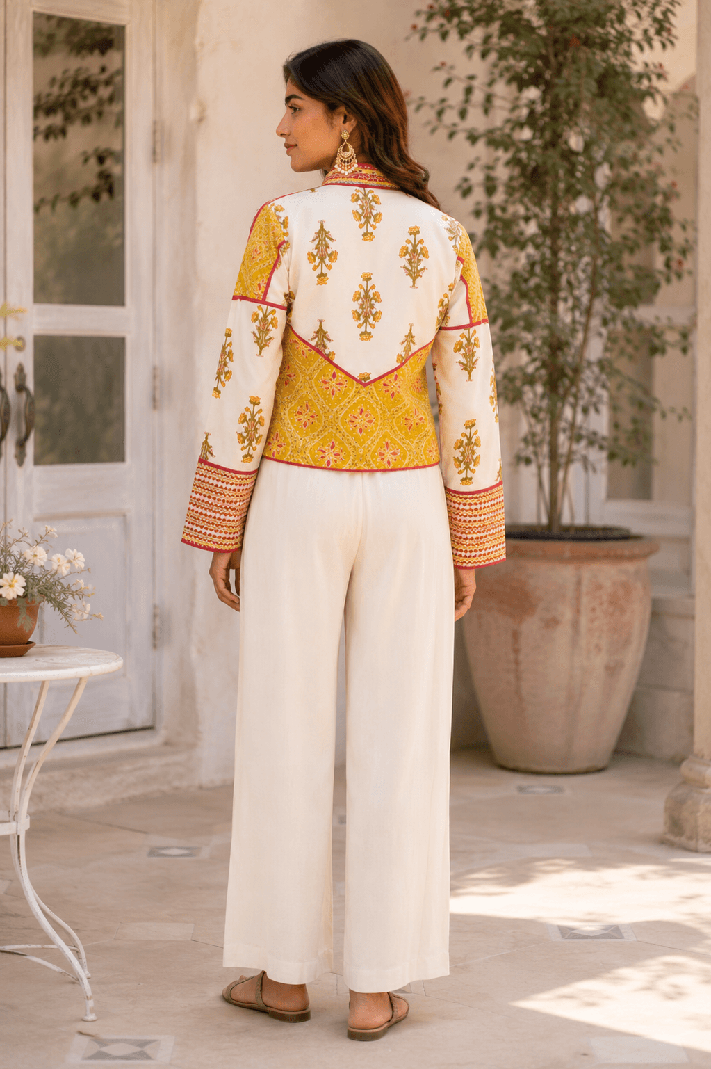 Floral Fusion Jacket — Ivory & Yellow — view 4