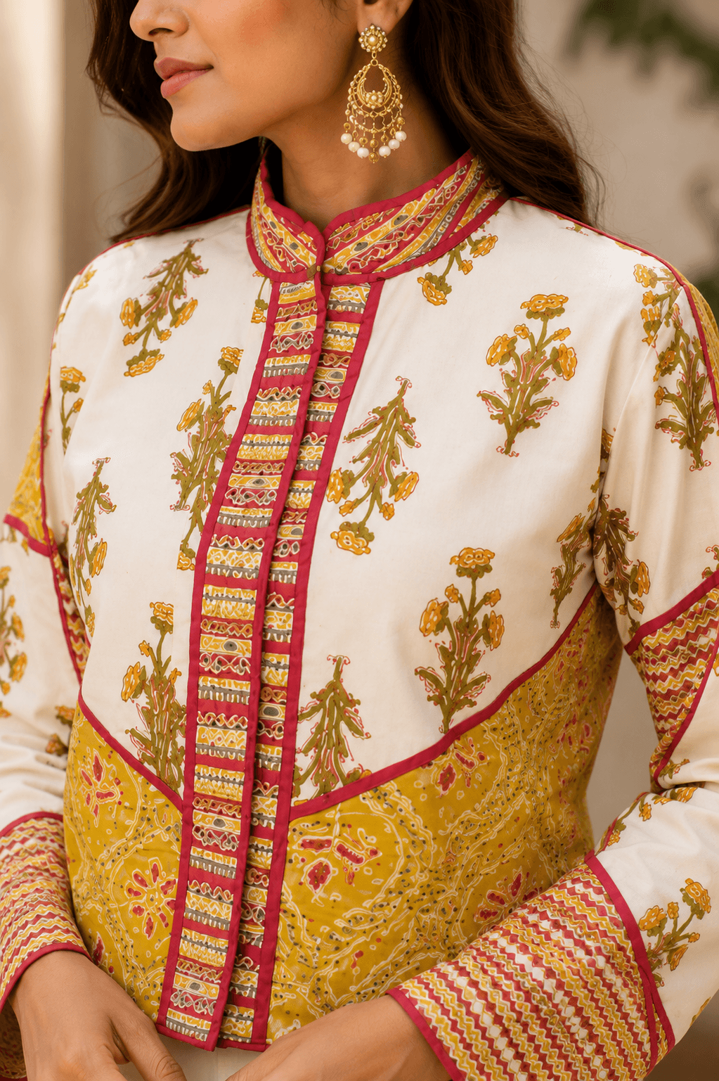 Floral Fusion Jacket — Ivory & Yellow — view 2