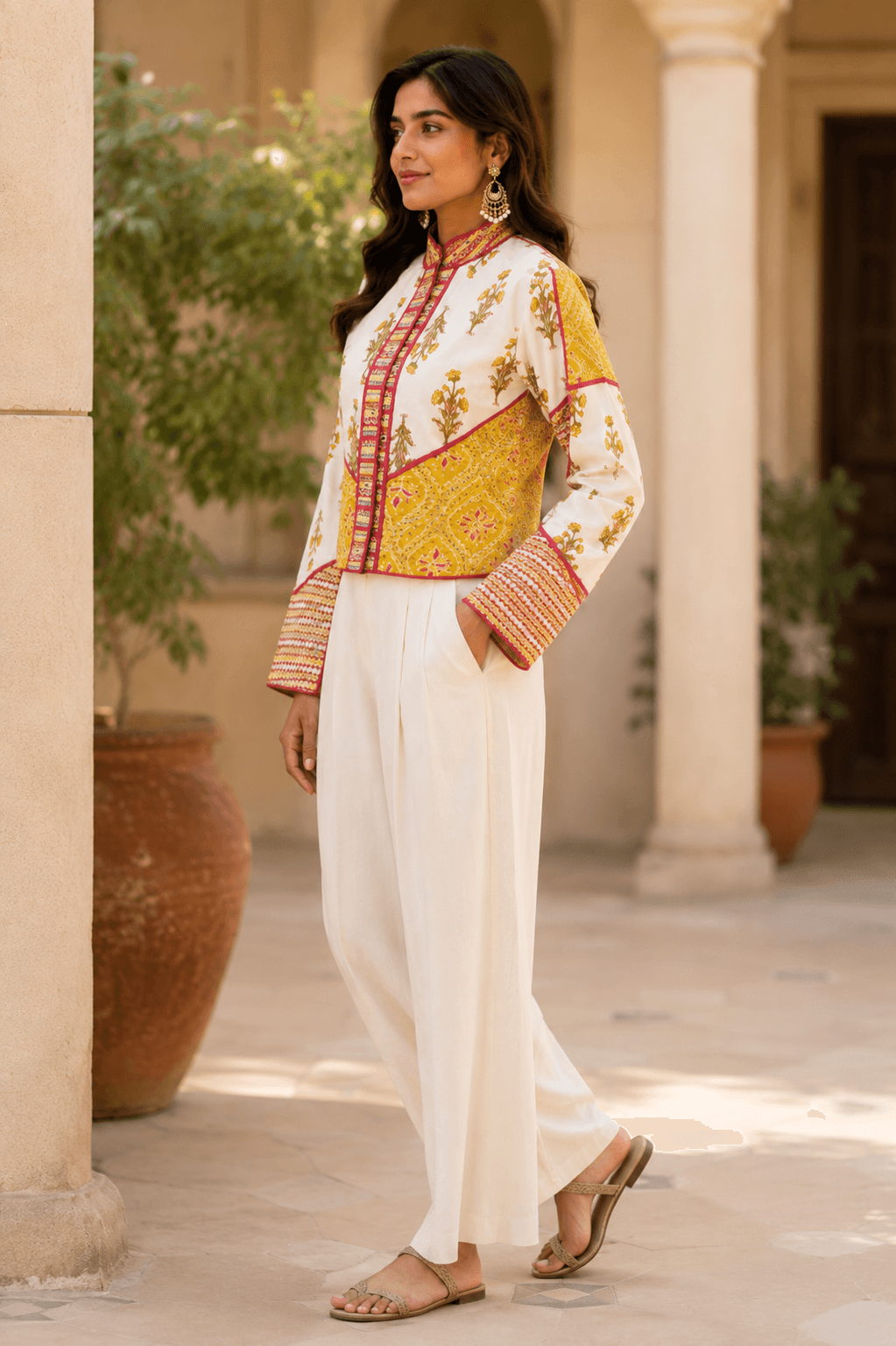 Floral Fusion Jacket — Ivory & Yellow — view 5