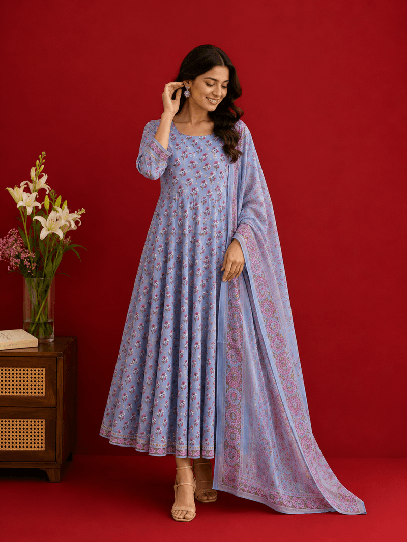 Lavender Meadow Anarkali Set