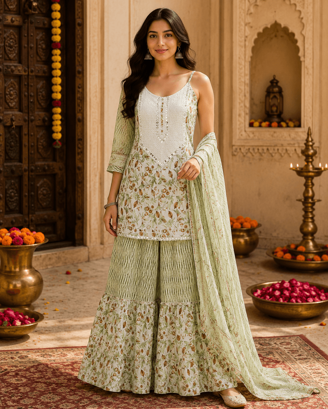 Sage Green Sharara Set