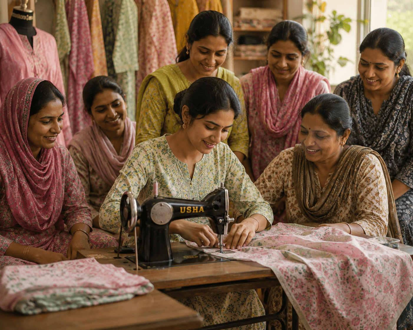 Women artisans sewing together