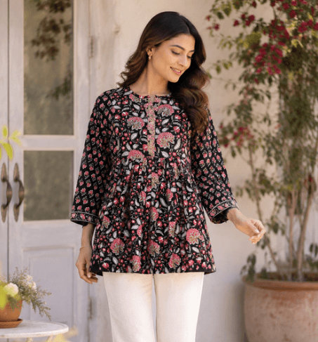Black Floral Top